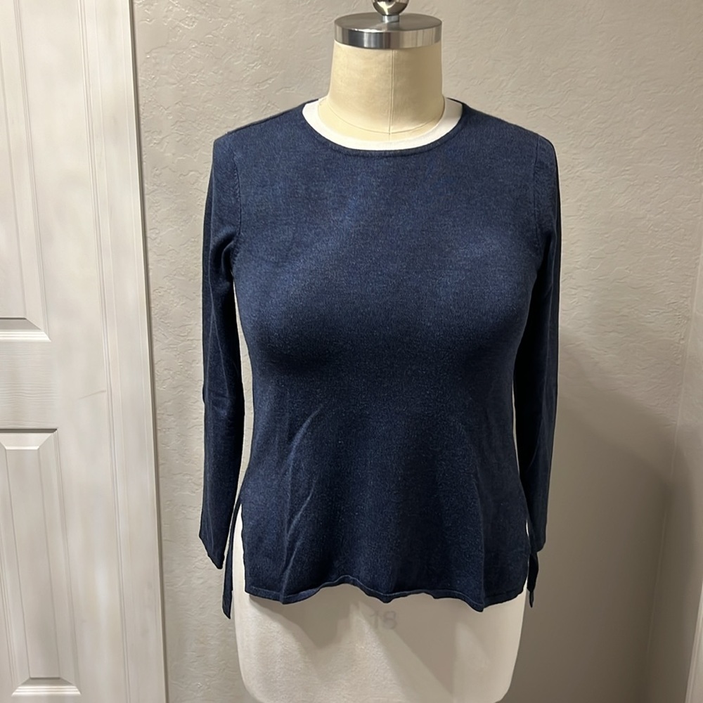 Chelsea & Theodore | Crew Neck Blue Tunic Sweater
